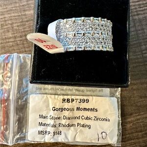 Bomb Party Gorgeous moments rhodium plated Size 10 Ring